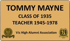 Seat plaque for Tommy Mayne